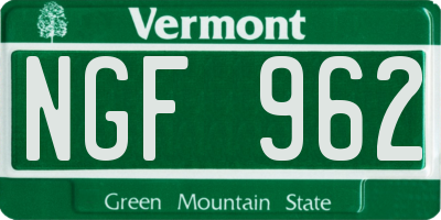 VT license plate NGF962