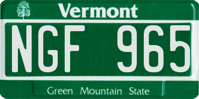 VT license plate NGF965