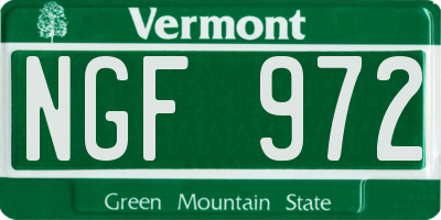 VT license plate NGF972