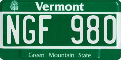 VT license plate NGF980