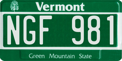 VT license plate NGF981