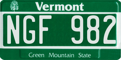 VT license plate NGF982