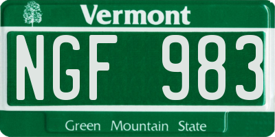 VT license plate NGF983