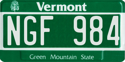VT license plate NGF984