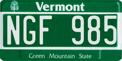 VT license plate NGF985
