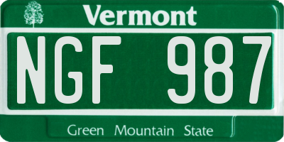 VT license plate NGF987