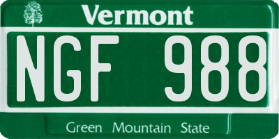 VT license plate NGF988