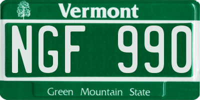 VT license plate NGF990