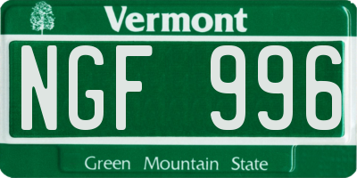 VT license plate NGF996