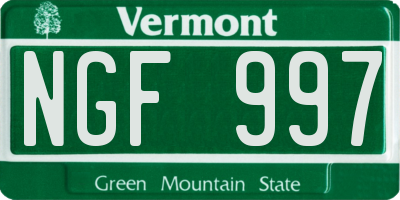 VT license plate NGF997
