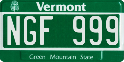 VT license plate NGF999