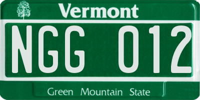 VT license plate NGG012