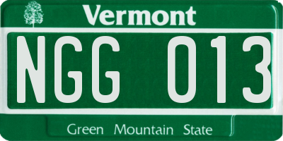 VT license plate NGG013