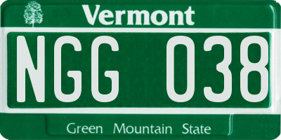 VT license plate NGG038