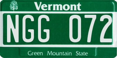VT license plate NGG072