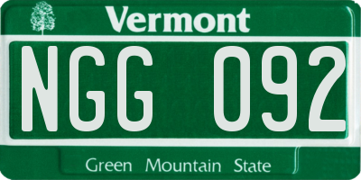 VT license plate NGG092