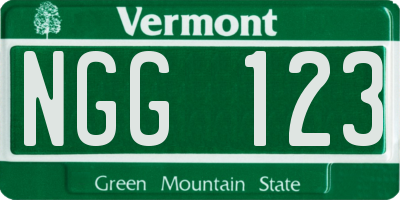 VT license plate NGG123