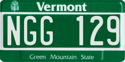 VT license plate NGG129