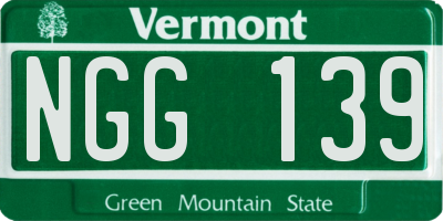 VT license plate NGG139