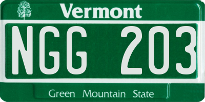 VT license plate NGG203