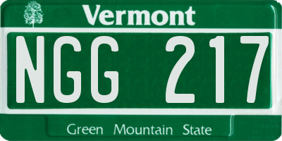 VT license plate NGG217