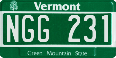 VT license plate NGG231