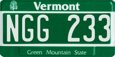 VT license plate NGG233