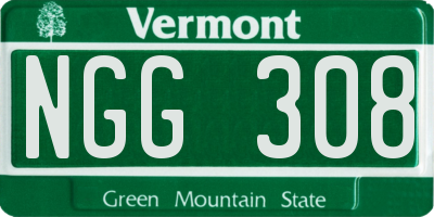 VT license plate NGG308