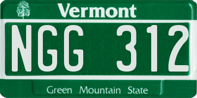 VT license plate NGG312