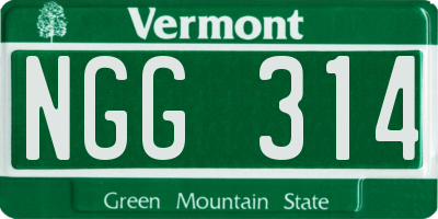 VT license plate NGG314