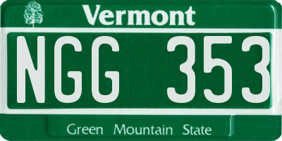 VT license plate NGG353