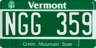 VT license plate NGG359