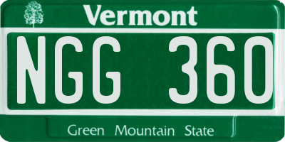 VT license plate NGG360