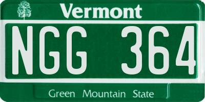 VT license plate NGG364