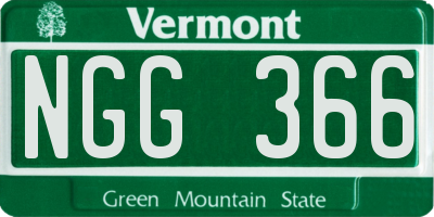 VT license plate NGG366