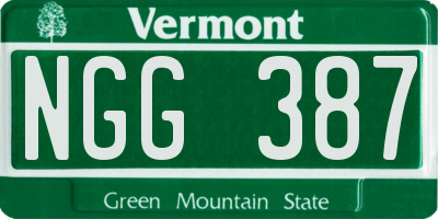 VT license plate NGG387