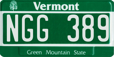 VT license plate NGG389