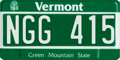 VT license plate NGG415
