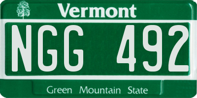 VT license plate NGG492