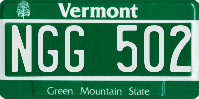 VT license plate NGG502