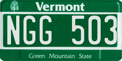 VT license plate NGG503