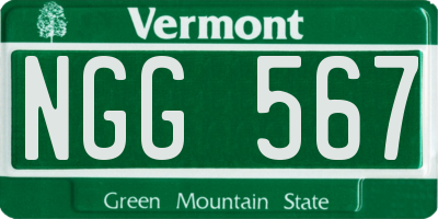 VT license plate NGG567