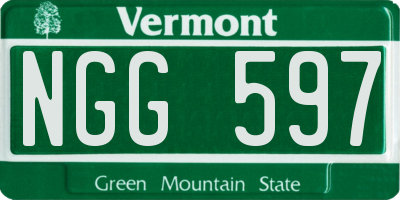 VT license plate NGG597