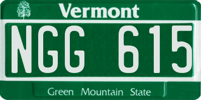 VT license plate NGG615