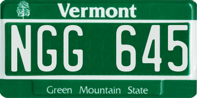 VT license plate NGG645
