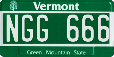 VT license plate NGG666