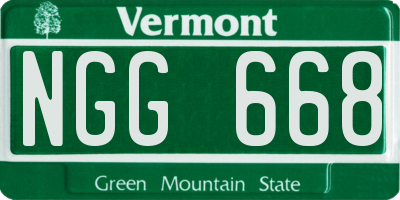 VT license plate NGG668