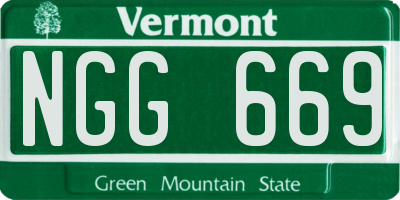 VT license plate NGG669