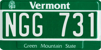 VT license plate NGG731