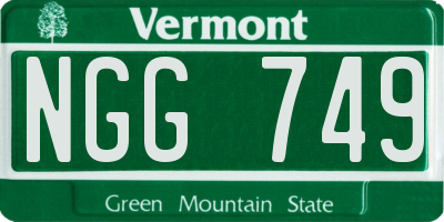 VT license plate NGG749